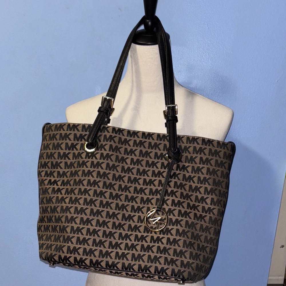 Michael Kors Signature Black and Tan Tote